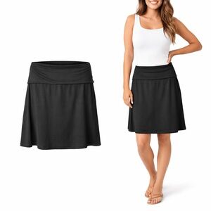 POPANA | Black Fold Over Waist Stretch Skirt | Soft Knit | Size M